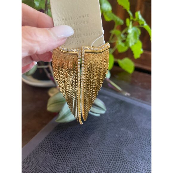 NWT Anthropologie Rhinestone Chain Drop Earrings - Picture 7 of 10